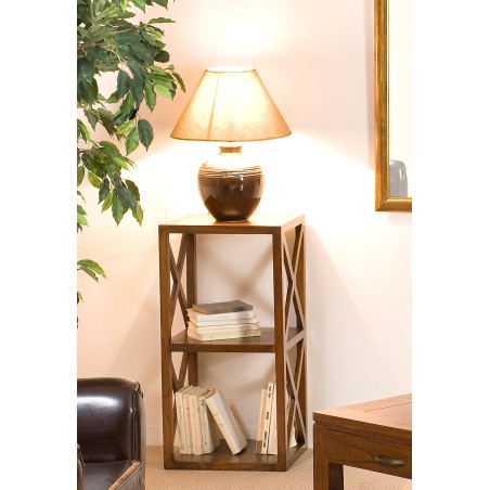 LORINE Brown Shelf Unit with Wooden Latticework - 40 cm