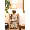 LAUREN Brown Shelf Unit with Wooden Latticework - 40 cm