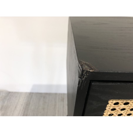 Black wooden console table with 2 drawers and cane detailing | Second-hand