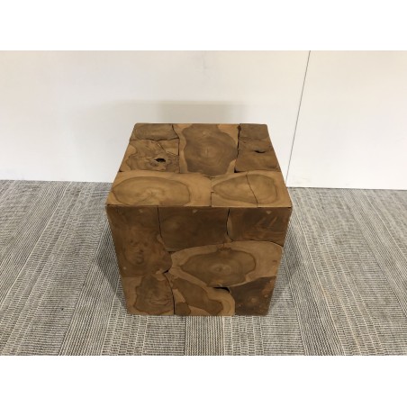 Cube 40x40cm bois Teck nature - SECONDE MAIN