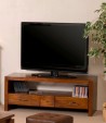 Meuble TV LORINE - Bois Mindi - 2 grands tiroirs