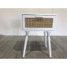 SMANDY White Bedside Table with Natural Cane Detailing SMANDY White Bedside Table with Natural Cane Detailing