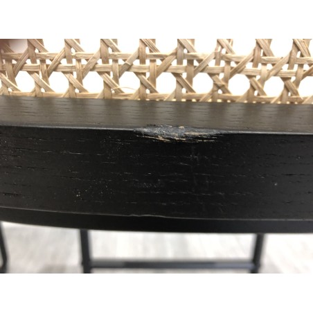 Set of 2 black wood and natural rattan island stools with metal legs | Second Hand