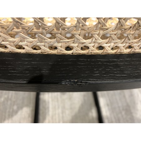 Set of 2 black wood and natural rattan island stools with metal legs | Second Hand