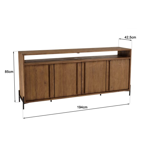 Sideboard with 4 doors and 2 niches in recycled teak wood | Second Hand