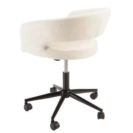 Office chair with castors in ecru fabric with open backrest | Mina Collection