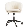 Office chair with castors in ecru fabric with rounded backrest | Mina Collection
