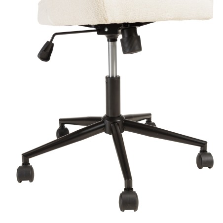 Office chair with castors in ecru fabric with rounded backrest | Mina Collection