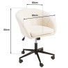 Office chair with castors in ecru fabric with rounded backrest | Mina Collection