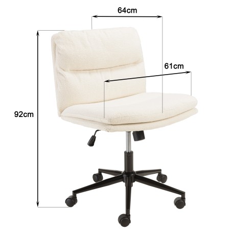 Office chair with castors in ecru fabric with square backrest | Mina Collection