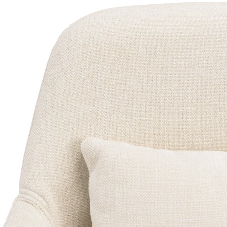 Chaise de bureau à roulettes en tissu beige dossier carré | Collection Mina