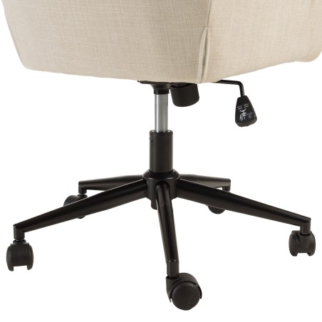 Beige fabric office chair with square backrest and castors | Mina Collection