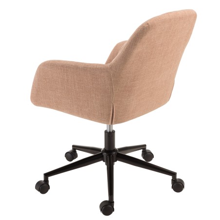 MINA - Office chair with castors in pink fabric with square backrest