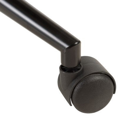 Beige padded leather office chair with square backrest and castors | Mina Collection