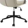 Beige padded leather office chair with square backrest and castors | Mina Collection