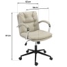 Beige padded leather office chair with square backrest and castors | Mina Collection