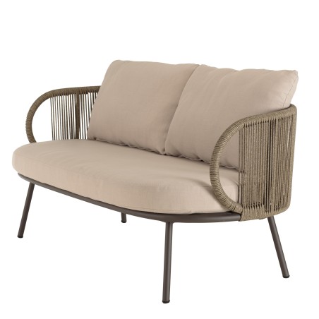4-seater garden furniture set in steel and taupe synthetic rope | Vick