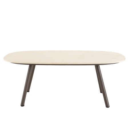 4-seater garden furniture set in steel and taupe synthetic rope | Vick