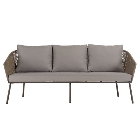 Salon de jardin 5 places acier, cordage synth. taupe, acacia huilé | Vick