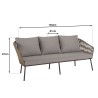 5-seater garden furniture set in steel, taupe synthetic rope, oiled acacia | Vick