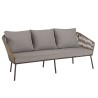 5-seater garden furniture set in steel, taupe synthetic rope, oiled acacia | Vick