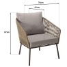 5-seater garden furniture set in steel, taupe synthetic rope, oiled acacia | Vick