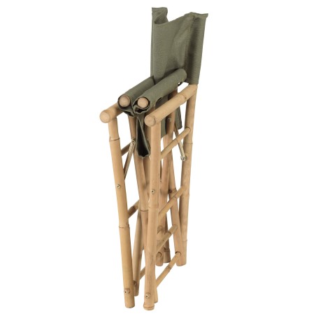 Set of 2 folding chairs in bamboo and green fabric | Macabane Furniture