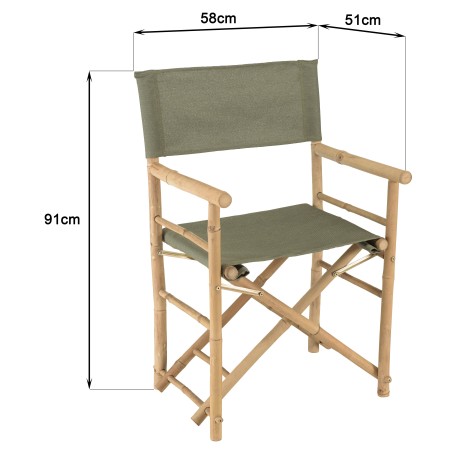 Set of 2 folding chairs in bamboo and green fabric | Macabane Furniture