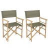 Set of 2 folding chairs in bamboo and green fabric | Macabane Furniture