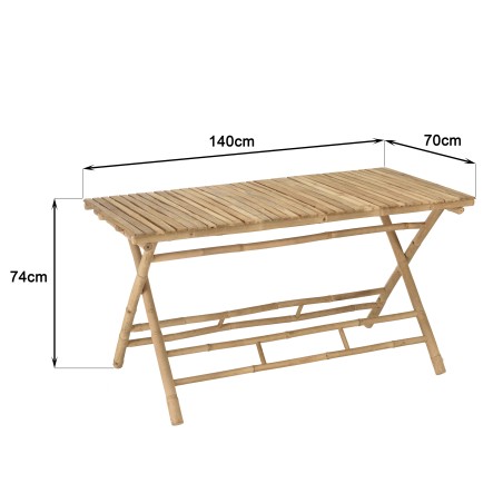 140x70cm folding bamboo dining table | Macabane Furniture