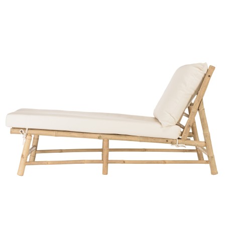 Bain de soleil en bambou avec coussins couleur crème | Collection Vital