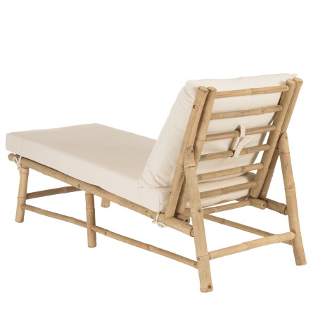 Bamboo sun lounger with cream-coloured cushions | Vital Collection