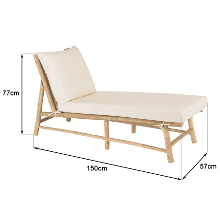 Bamboo sun lounger with cream-coloured cushions | Vital Collection