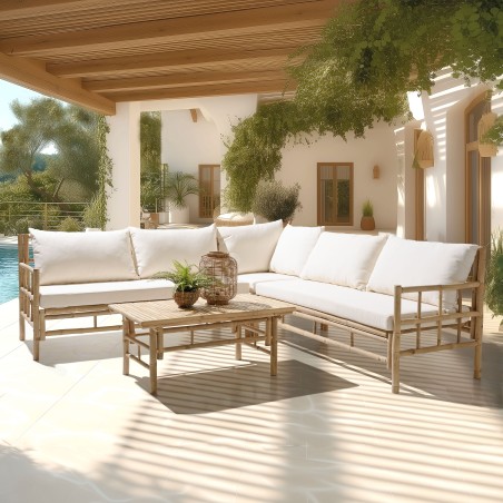 Canapé 6 places et 1 table basse en bambou | Collection Vital