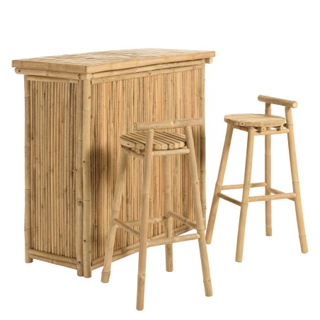 Bar and 2 stools with bamboo backrest | Vital Collection