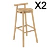 Bar and 2 stools with bamboo backrest | Vital Collection