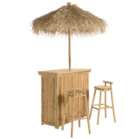 1 bar, 1 parasol et 2 tabourets avec dossier bambou | Collection Vital