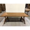 220cm recycled teak garden dining table with trestle legs | SECOND LIFE