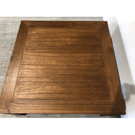 SECOND HAND - Square brown coffee table with shelf, 90x90cm, Mindi wood