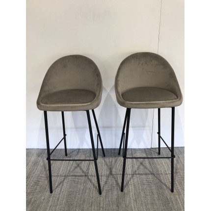 Lot de 2 tabourets de bar velours | SECONDE VIE