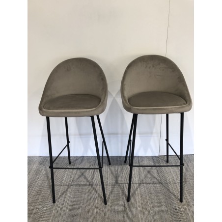 Lot de 2 tabourets de bar velours | SECONDE VIE