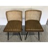 Lot de 2 chaises assise cuir dossier bois de manguier / rotin | Seconde Vie