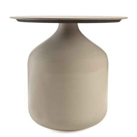 Table d'appoint plateau carreaux vitrifiés pied en fer beige | Collection Hortense