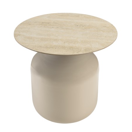 Side table with glazed tile top and beige iron legs | Hortense Collection