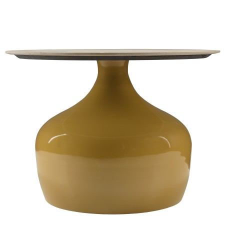 60cm coffee table with glazed tile top and camel-coloured iron legs | Hortense Collection