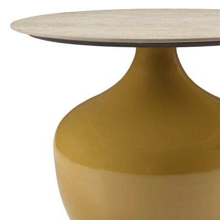 60cm coffee table with glazed tile top and camel-coloured iron legs | Hortense Collection