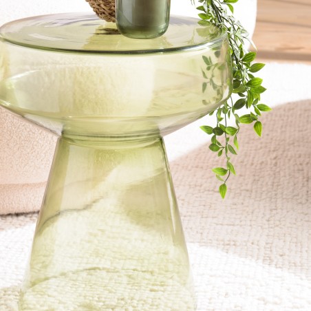 Table d'appoint design en verre transparent couleur vert | Collection Hortense