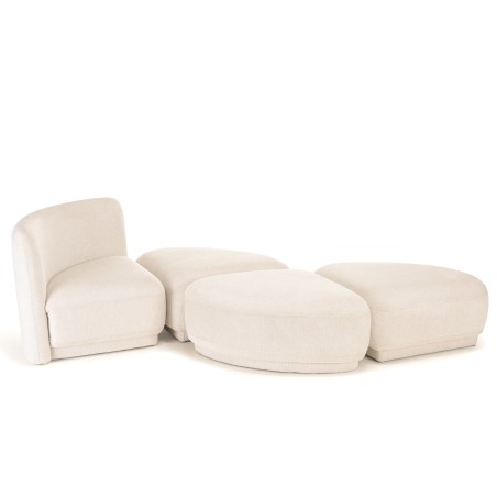 Set: 1-seater sofa with backrest + 3 footstools | LEOPOLD Collection