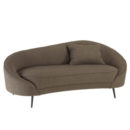 3-seater sofa in taupe bouclé fabric with curved backrest and metal legs | Leopold Collection