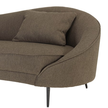3-seater sofa in taupe bouclé fabric with curved backrest and metal legs | Leopold Collection